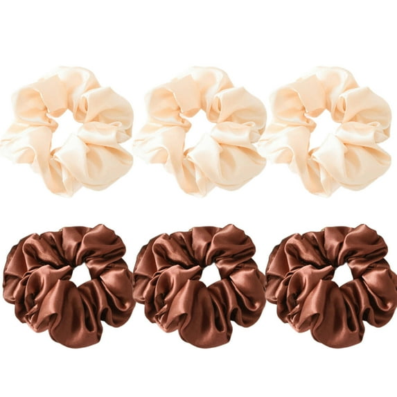 RAGUPEL 6 Pcs Scrunchies,Shine and Sophistication with Satin Hair Accessories for Women,Firm Hold Without the Hassle Hair Scrunchies,Beige&Brown
