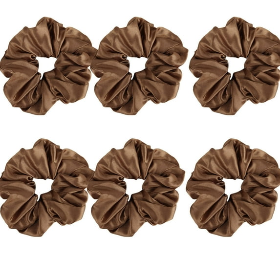 RAGUPEL 6 Pcs Scrunchies,Shine and Sophistication with Satin Hair Accessories for Women,Firm Hold Without the Hassle Hair Scrunchies,Light Brown