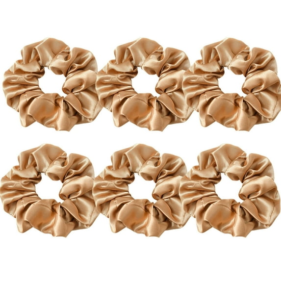 RAGUPEL 6 Pcs Scrunchies,Shine and Sophistication with Satin Hair Accessories for Women,Firm Hold Without the Hassle Hair Scrunchies,Light Coffee