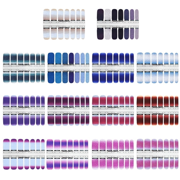 RAGUPEL 6 Sheets of Glitter Gradient Nail Stickers, Easy-to-Read Full Wraps Self-Adhesive Nail Decals for Kids and Adults