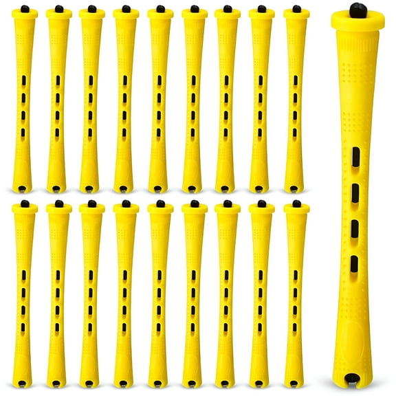 RAGUPEL 60 Pcs Perm Rods for Long Hair Plastic Curl Rods Cold Wave Irons Curling Roller for Hair Styling Hairdressing Tools (0.28 Inch, Yellow)