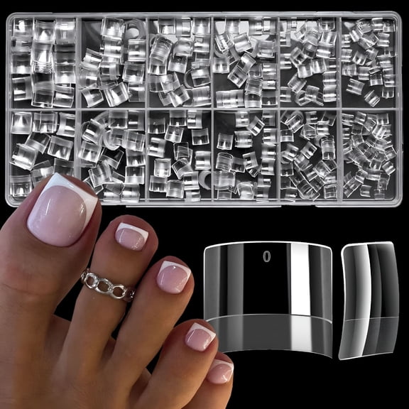 RAGUPEL 600Pc Clear Fake Toenails Gel Toe Nail Tips Acrylic Toenail Tips Short Square Soft Gel Toes Nail Tips Half Cover False Toenails for Acrylic Toe Nails Extension Press Ons