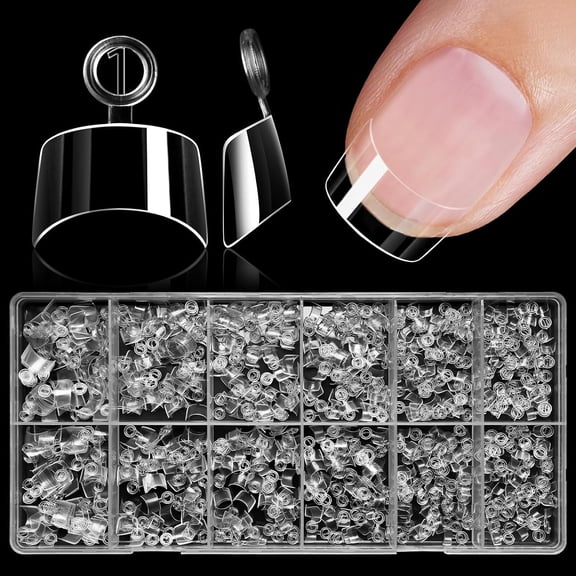 RAGUPEL 600Pcs Extra Short Square Nail Tips,Half Cover Clear Soft Gel Nail Tips Square,12 Sizes Press on False Nails Tips for Acrylic Nail Extension,Salon and Home Diy
