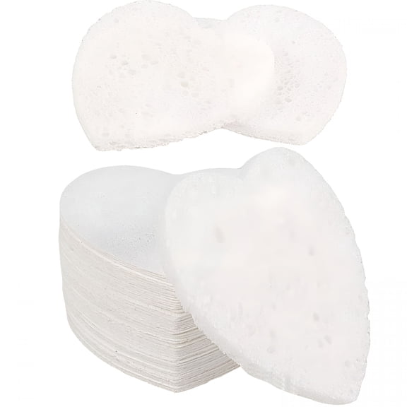 RAGUPEL 60PCS Heart-Shaped Facial Sponges Disposable Face Cleansing Pads for Makeup Removal and Exfoliation