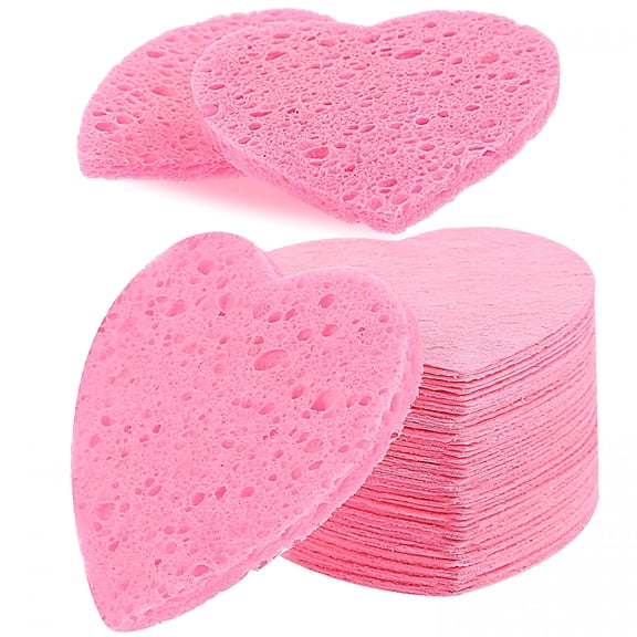 RAGUPEL 2026 New 60Pcs Disposable Face Heart Sponges for Face Heart Shape Compressed Facial Sponges Daily Facial Cleansing,Facial Sponges for Estheticians,Compressed Sponges for Exfoliating