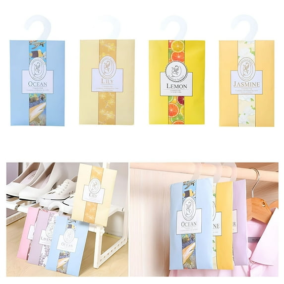 RAGUPEL 6Pcs Scented Sachets Cupboard Bags Air Freshener Hanging Aroma Bag Natural Smell Incense Sachet Lily,Rose,Jasmine,Lavender,Ocean,Lemon for Drawer and Closet