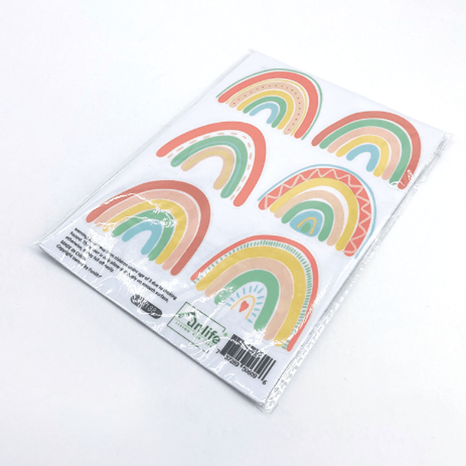 RAGUPEL 6Pcs Wall Decor, Peel and Stick Wallpaper with Rainbow Design, Transparent PVC Contact Paper, Eco-Friendly Wall Decals for Kids Rooms