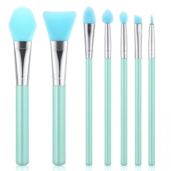 RAGUPEL 7 Pcs Silicone Brush Applicator Kit, Non-Stick Jelly Spatulas for UV Resin Epoxy Art Crafting and Cream Makeup Products, Green