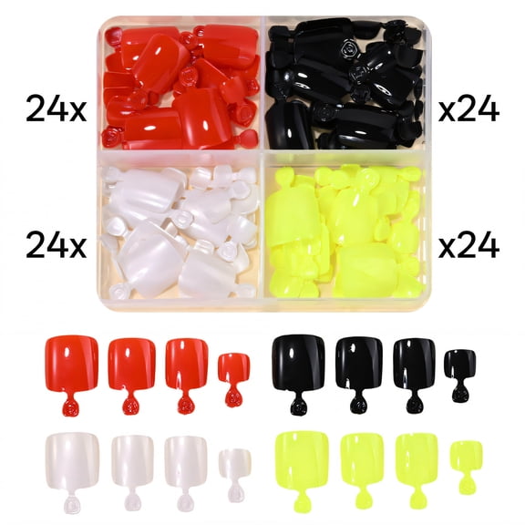 RAGUPEL 96Pcs Toe Press on Nails Square Short Natural Toe Fit Press on Nails Short Square Simple Style Summer Nails for Women Style3