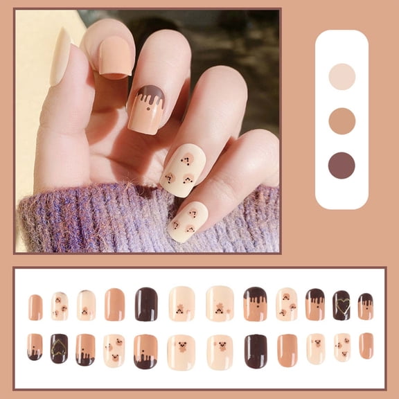 RAGUPEL Acrylic Striped On Nails for Women and Girls Full Set 24 with Glue Design Nail Tips Kit