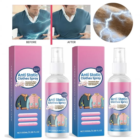RAGUPEL Anti-Static Spray,Static Guard Spray,Instant Anti-Static Spray,Travel Size,Safe and Effective Anti-Static Spray for Clothes (2Pcs 100Ml/3.38Fl.Oz)