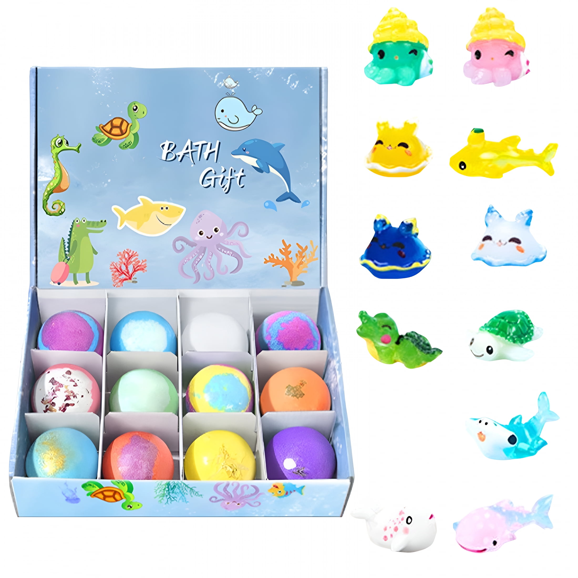 RAGUPEL Bath Bombs Gift for Kids 3+,Splashy Rainbow Hatching Bubbly Buddies,Natural Bubble Treasure Gift Set with Mega Bubbles&Surprise Inside 12 Pcs Toys,Easter Basket Stuffer