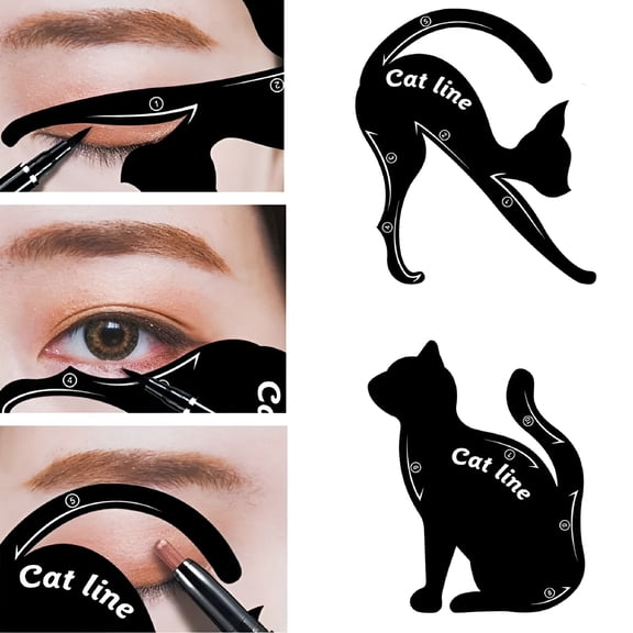 RAGUPEL Black Cat Eyeliner and Eyeshadow Stencil, Multifunctional Eye Makeup Guide Tool for Symmetrical Wings, Portable Cosmetic Card