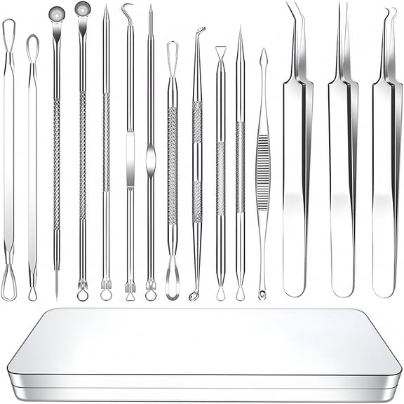 RAGUPEL Blackhead Remover Tools, Extraction Tools for Estheticians, Blackhead Extractions Tool Professional, Comedone Extractor, Beauty Acne Removal Blemish Set with Metal Case (15PCS)
