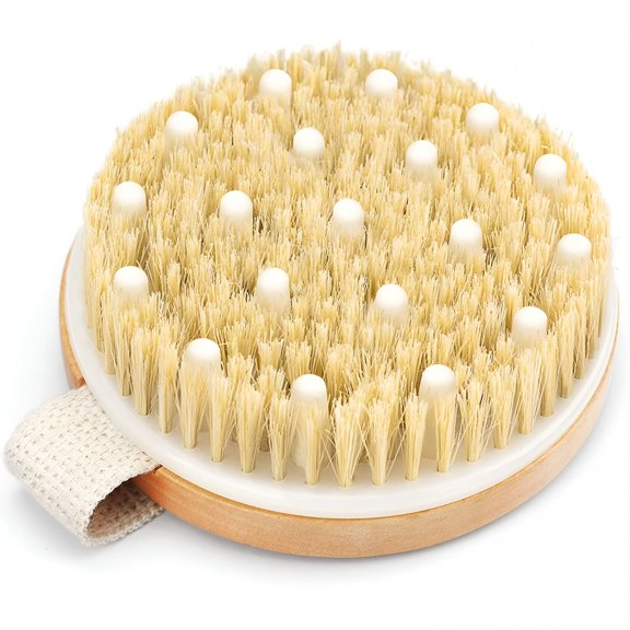 RAGUPEL Body Exfoliator Dry Brush,Skin Shower Brush for Cellulite and Lymphatic Drainage Exfoliating Brush with Natural Bristles Massage Nodules,Dry Brushing Body Brush for Blood Circulation