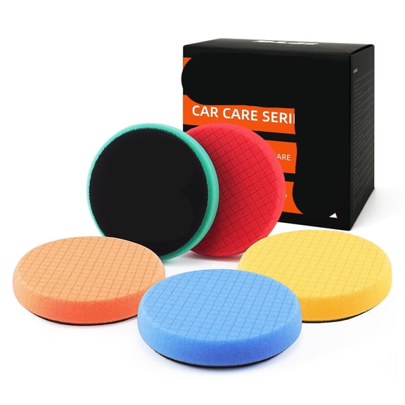 RAGUPEL Buffing Polishing Pads, 5Pcs 6.5In Face for 6In 150Mm Backing Plate Mix Cutting Force Buffing Pads Cutting Polishing Pad Kit for Car Buffer Polisher Compounding,Polishing,Waxing