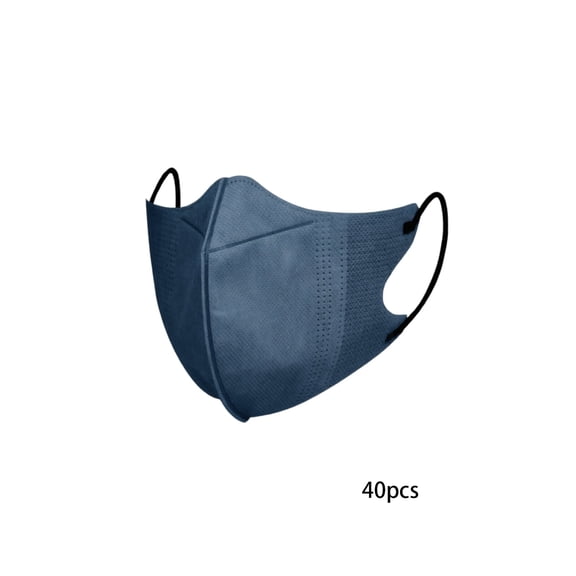 RAGUPEL Bulk 3D Protective Face Masks 40 Pack Disposable Face Mask Disposable for Adults Ideal for Workplaces and Long Term Daily Use Supply Dark Blue
