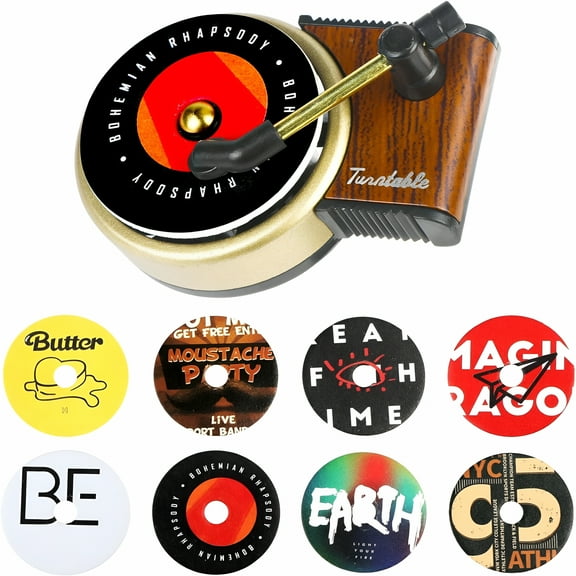 RAGUPEL Car Air Freshener Vent Clip, Retro Vinyl Record Player Design, Rotating Aromatherapy Diffuser, 16 Pack Refill Discs, Vintage Auto Interior Accessory For Men And Women