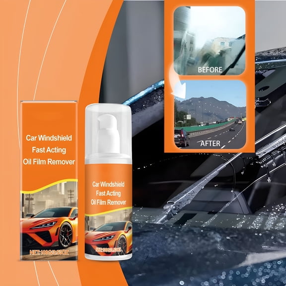 RAGUPEL Car Glass Oil Film Cleaner | Automotive Glass Film Removal Paste | Streak-Free Detergent for Windows,Windshields & Mirrors | Easy Spray Application | Safe for Tint | 1 Bottle | Home & Car Use