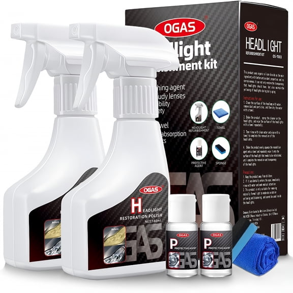 RAGUPEL Car Headlight Restoration Polishing Kits Headlamp Repair Kits Car Light Polisher Cleaning Kits Ceramic Coating Spray Headlight Cleaner-6.3Fl.Oz