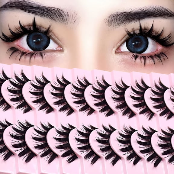 RAGUPEL Classic Design False Eyelashes Manga Anime Lashes Spiky Lashes Dramatic Thick False Eyelashes Extensions Doll Strip Lashes 10 Pairs Pack