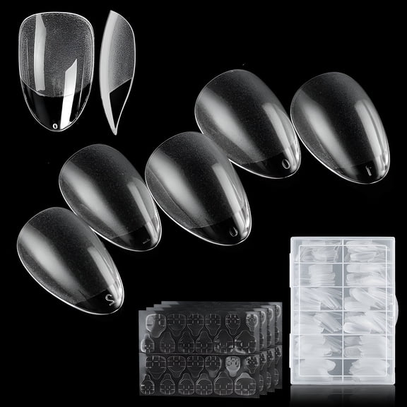 RAGUPEL Clear False Nails, Pre-Shaped & Soak Off Material: 360 Pieces Short Almond Nail Tips for Easy Application, Flexible & Hard To Break, Ideal For A Variety Of Activities