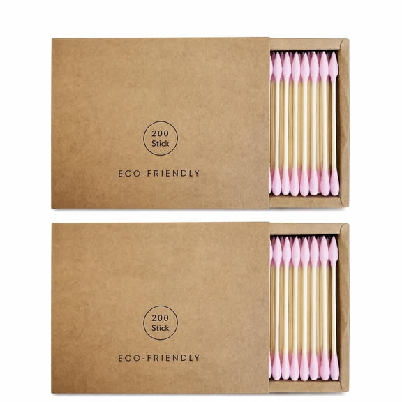 RAGUPEL Cotton Swabs 400 Count Dual Tip Makeup Cotton Buds Pointed and Round Tips Disposable Cosmetic Q Tips for Makeup Cleanup,Eyeliner Correction,Nail Art(Pink,400)