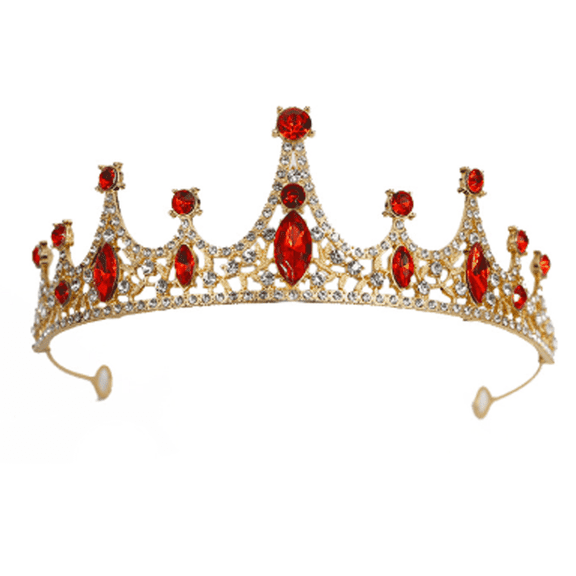 RAGUPEL Crown,Luxurious Wedding Tiara Birthday Tiara,Sparkling Gemstone Crystals Comfortable Fit Princess Crown,Red
