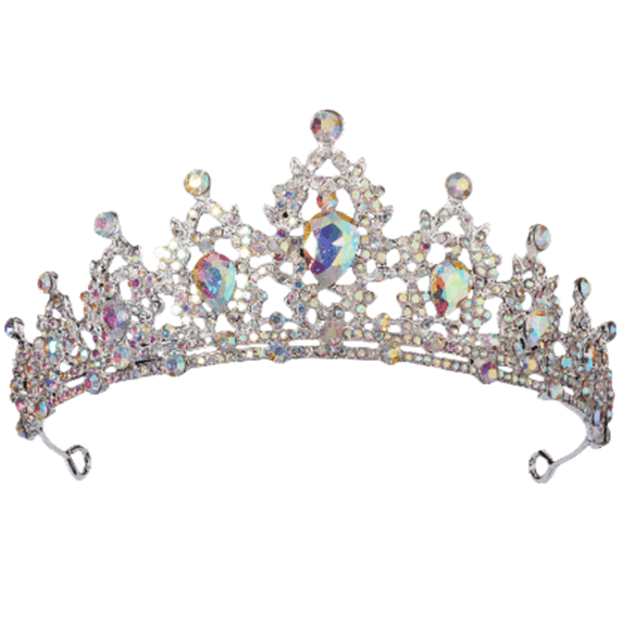 RAGUPEL Crown,Wedding Crown Birthday Crown Adult Woman,Shimmering Ab Crystals Princess Bridal Headband Birthday Tiara,Silver&Colorful
