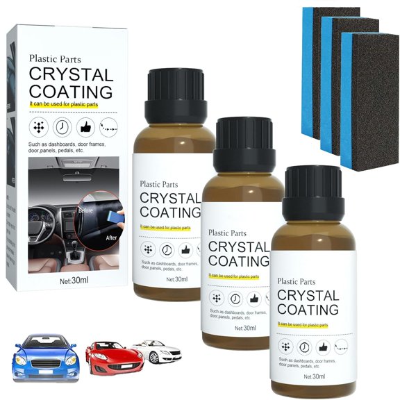 RAGUPEL Crystal Coating for Car,Plastic Parts Refresher,Great Gloss Protection,plastic restorer for cars(3PCS)