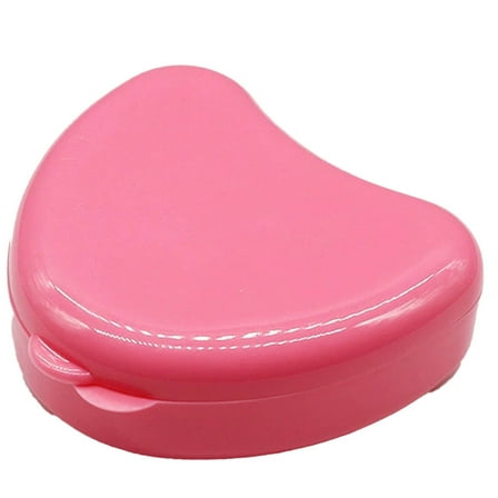 RAGUPEL Denture Case,Heart Shape Retainer Cleaner Case,Practical Design Cute Storage Retainer,Pink