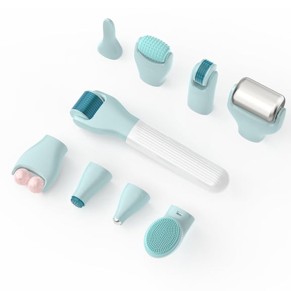 RAGUPEL Derma Roller Set-10 in 1 Microneedling Roller Kit for Face,Body,Hair,Beard and Scalp-Ice Face Rollers for Women and Men with Storage Case