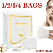 RAGUPEL Dicasser Cotton Pads for Face Makeup, 222 Pcs 100% Natural Cotton Square Double Sided Water Saving Soft Pads for Makeup Tools, 1PACK