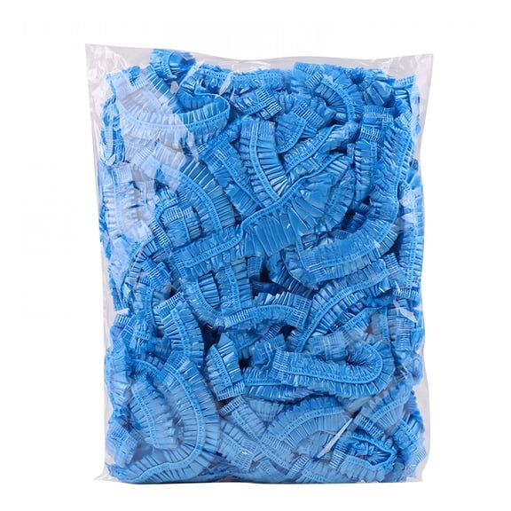 RAGUPEL Disposable Shower Caps, 100 Pieces Per Pack, Thick, Transparent, Elastic, Plastic, Suitable for Travel and Home Use (Blue)