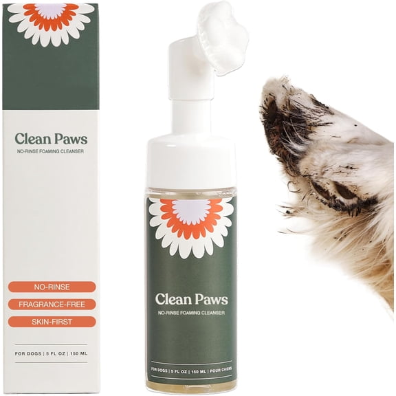 RAGUPEL Dog Paw Cleaner,Clean Paws,Dog Paw Washer,No Rinse Foam Cleaner for Dogs,Fragrance Free pH Balanced Foaming Washer with Silicone Brush,Pet Cleaning Supplies,5 fl oz