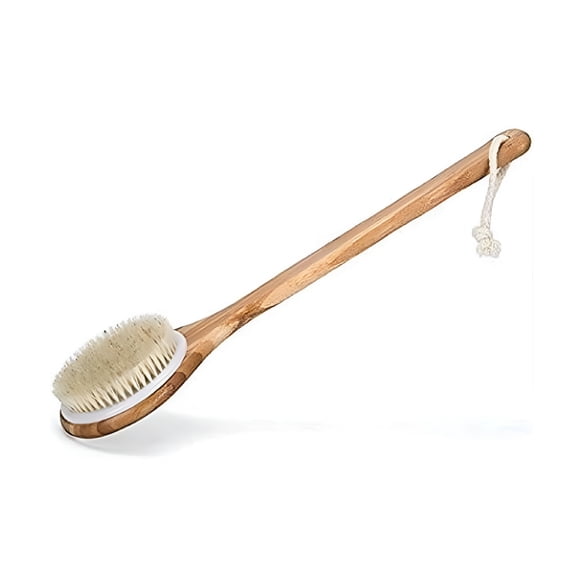 RAGUPEL Dry Body Brush with Long Bamboo Handle  Natural Bristle Exfoliating Brush for Lymphatic Drainage, Cellulite Reduction Full-Body Spa Care
