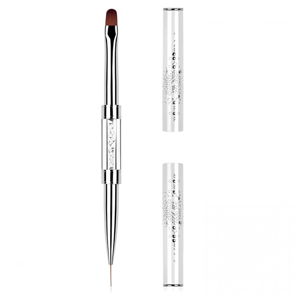 RAGUPEL Dual Ended Hard Gel Nail Brush, Professional Builder Gel & Polygel Tool with Rhinestone Handle, Nail Art Design Pen for UV Gel Extensions, Salon Grade Manicure Kit