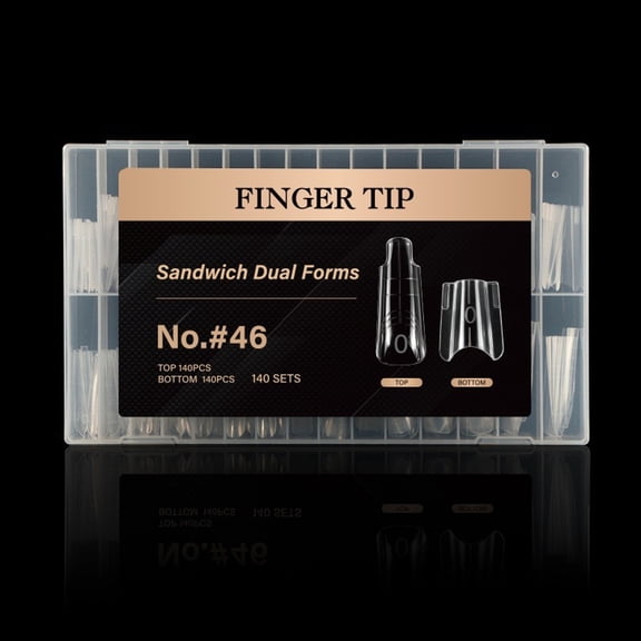 RAGUPEL Dual Nail Forms: Long Coffin Tapered Molds for Gel Extension,280Pcs 14 Sizes,For Builder,Poly Nail Gel Or Acrylic System,Reusable,Easy and Quick Home Salon Manicure Diy Square