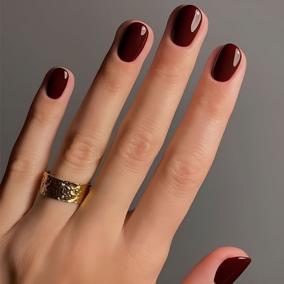 RAGUPEL Extra Short Fake Nails Square Wine Red Press on Nails Petite Solid Color Acrylic Nails Fall Short False Nails with Designs Artificial Stick on Nails for Women Girls DIY Manicure Decorations