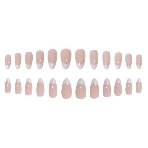 RAGUPEL Extra Short Full Cover Nails White French Almond Nail Simple Wind Pure Long Acrylic Nails for Kids