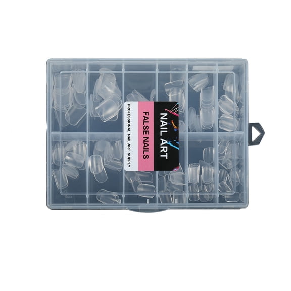 RAGUPEL Extra Short Square Oval Nail Tips 216Pcs Pre-Shaped Half Matte Square Round Gel Nail Tips Full Cover Squoval Clear Acrylic Fake Nails for Press on Nail Extensions Home Diy Salon 12 Sizes