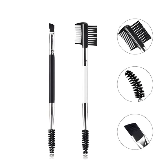 RAGUPEL 2026 New Eyebrow Brush and Comb Set, 2Pcs Eyebrow Brush, Professional Spoolie Brushes, Firm Thin Angled Eyebrow Brush, Eyeliner Brush Kit, Precision Application & Blending