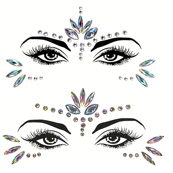 RAGUPEL Face Gems Stick Jewels for Women Cosplay Halloween Club Body Eye Face Gems Makeup Stickers Self Adhesive Face Crystals Rhinestones Festival Tattoo