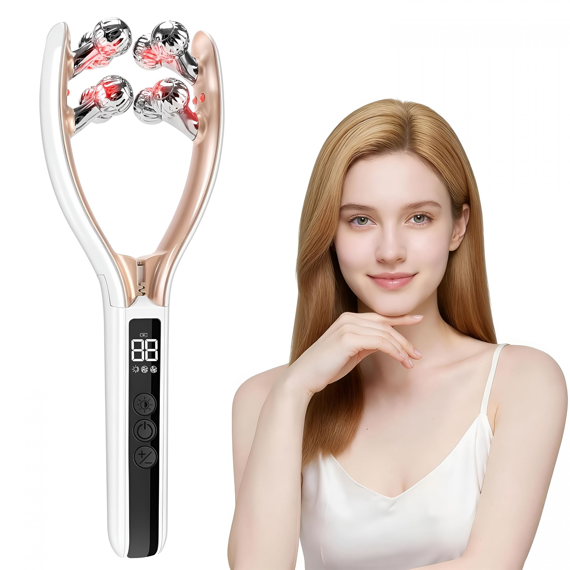 RAGUPEL Face Massager Tool with Red Light,Facial Roller Skin Care Tool for Women,Rechargeable Face Roller for Facial Contour Massage,Beauty Device for Face,Neck,Arms & Legs,Portable for Home Use