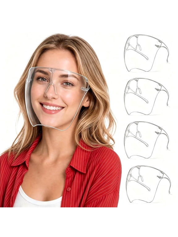 Face Shield Glasses 4 Pack Anti-Fog Clear Face Mask Full Face Protection Splash Guard Reusable Breathable See through Goggles Plastic Working Face Shields Nail Art Tools Nail Artists