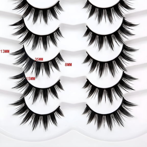 RAGUPEL False Eyelashes Doll Eye Natural Anime Lashes 8D Spiky Wispy Thick Faux Mink Eye Lash Strips Anime Eyelashes 7 Pairs Pack