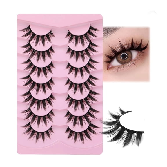 RAGUPEL False Eyelashes Manga Anime Lashes Japanese Cosplay Spiky Lashes Mink Dramatic Thick Fake Eyelashes Extensions Doll Strip Lashes 7 Pairs Pack by