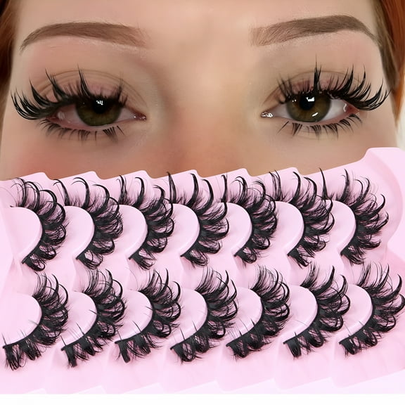 RAGUPEL False Eyelashes Wispy Lashes Natural Look Fake Eyelashes Cat Eye Lashes Mink Fluffy Strip False Lashes Fox Eye Lashes