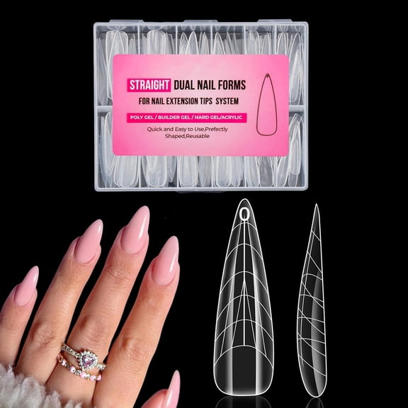 RAGUPEL Flat Natural Poly Gel Nail Forms Almond 120Pcs 12 Sizes,Fit for Natural&Flat Nail Beds,Builtin Apex Dual Forms,Reusable,For Poly Hard Extension,Easy to Apply