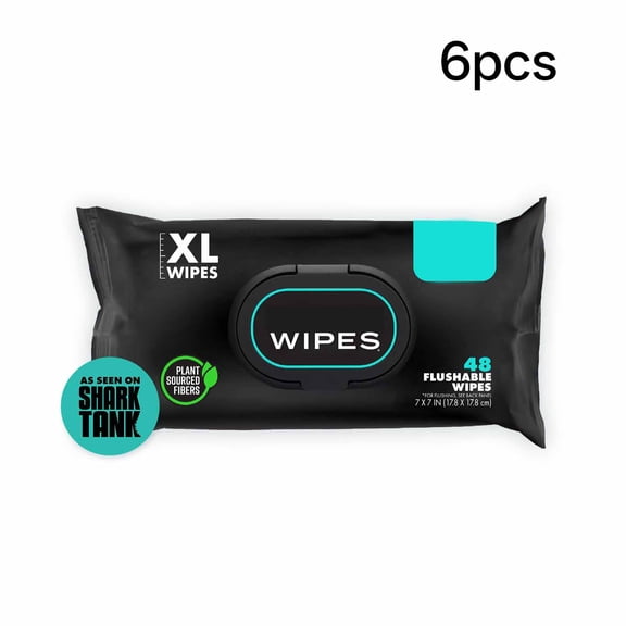 RAGUPEL Flushable Wipes-Extra-Large Adult Wet Wipes-6 Pack(288 Count)-Infused with Tea Tree Oil,Vitamin E,And Aloe-Septic and Sewer Safe Extra-Large Wet Wipes Flushable